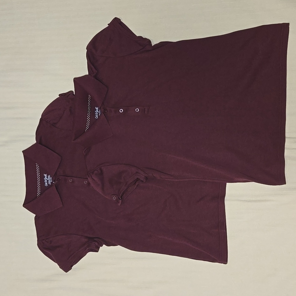 2 PCS Cat & Jack, Size Girls XL, Like New, Burgendy, Short Sleeve Uniform Polo